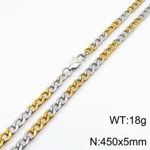 Hiphop 5mm Cuban Chain Stainless Steel 45cm Silver Patchwork Gold Necklaces - KN234889-Z