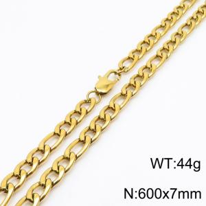 Personality Hiphop 7mm Figaro Chain 18K Gold Plated Stainless Steel 60cm Necklaces - KN234920-Z