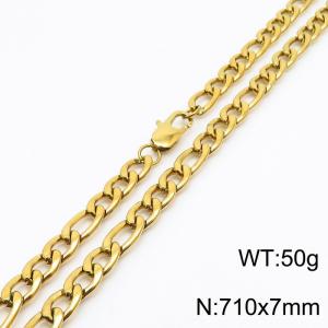 Personality Hiphop 7mm Figaro Chain 18K Gold Plated Stainless Steel 71cm Necklaces - KN234922-Z