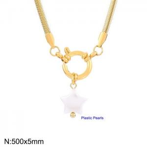 Hip Hop Thick Snake Bone Chain Necklace Baroque Vintage Imitation Pearl Collar Chain - KN234961-Z