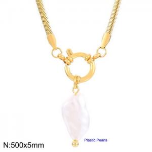 Hip Hop Thick Snake Bone Chain Necklace Baroque Vintage Imitation Pearl Collar Chain - KN234963-Z