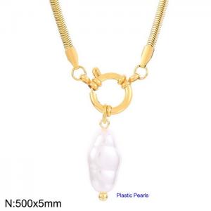 Hip Hop Thick Snake Bone Chain Necklace Baroque Vintage Imitation Pearl Collar Chain - KN234965-Z
