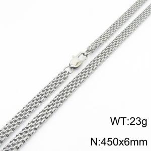 450×6mm Silver Color Stainless Steel Woven Mesh Chain Stylish Necklaces For Women Men - KN234967-Z