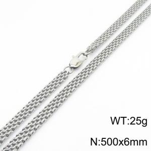 500×6mm Silver Color Stainless Steel Woven Mesh Chain Stylish Necklaces For Women Men - KN234968-Z