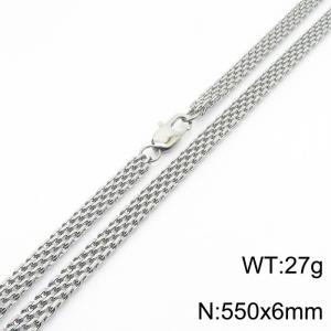 550×6mm Silver Color Stainless Steel Woven Mesh Chain Stylish Necklaces For Women Men - KN234969-Z