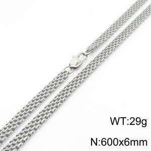 600×6mm Silver Color Stainless Steel Woven Mesh Chain Stylish Necklaces For Women Men - KN234970-Z