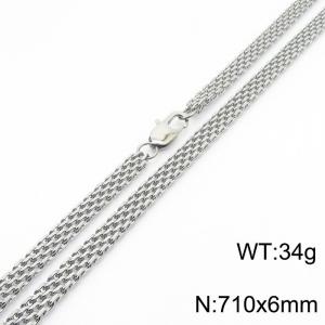 710×6mm Silver Color Stainless Steel Woven Mesh Chain Stylish Necklaces For Women Men - KN234972-Z