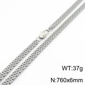 760×6mm Silver Color Stainless Steel Woven Mesh Chain Stylish Necklaces For Women Men - KN234973-Z