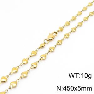 450×5mm Gold Color Stainless Steel Heart Chain Necklaces For Women Men - KN234988-Z