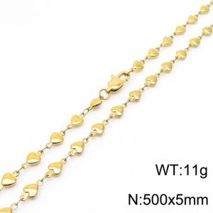 500×5mm Gold Color Stainless Steel Heart Chain Necklaces For Women Men - KN234989-Z