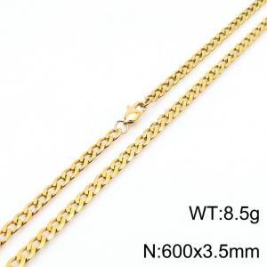 Personality Punk 3.5mm Cuban Chain 18K Gold Plated Stainless Steel 60cm Necklaces - KN235019-Z