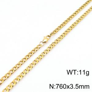 Personality Punk 3.5mm Cuban Chain 18K Gold Plated Stainless Steel 76cm Necklaces - KN235022-Z