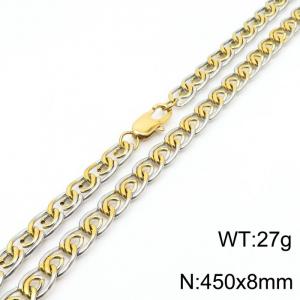 8mm45cm fashionable stainless steel paper clip chain mixed color necklace - KN235051-Z