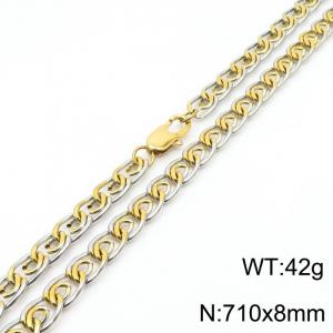 8mm71cm fashionable stainless steel paper clip chain mixed color necklace - KN235056-Z