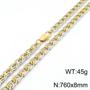 8mm76cm fashionable stainless steel paper clip chain mixed color necklace - KN235057-Z