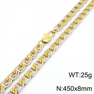 8mm45cm fashionable stainless steel edge pressing paper clip chain mixed color necklace - KN235065-Z
