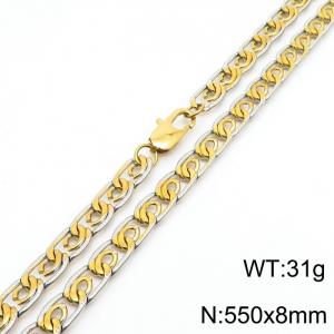 8mm55cm fashionable stainless steel edge pressing paper clip chain mixed color necklace - KN235067-Z