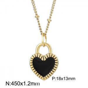450x1.2mm Gold-plating Stainless Steel Heart Shaped Pendant Necklace Color Black - KN235273-Z