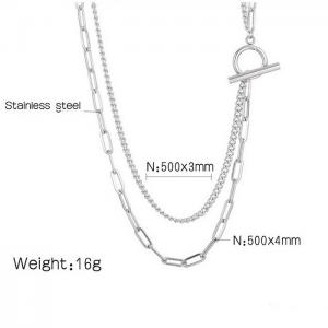 OT buckle double layer patchwork necklace - KN235294-Z