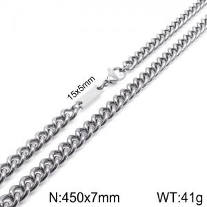 Simple men's and women's 7mm stainless steel side chain necklace - KN235420-Z