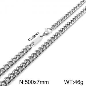 Simple men's and women's 7mm stainless steel side chain necklace - KN235422-Z
