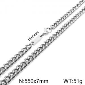 Simple men's and women's 7mm stainless steel side chain necklace - KN235424-Z