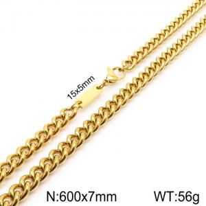 Simple men's and women's 7mm stainless steel side chain necklace - KN235427-Z