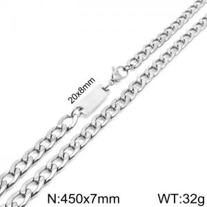 Simple men's and women's 7mm stainless steel flat chain necklace - KN235444-Z