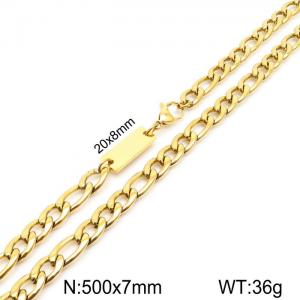 Simple men's and women's 7mm stainless steel 3:1 NK chain necklace - KN235457-Z