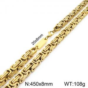 450x8mm Royal King Chain Necklace Men Stainless Steel Gold Color - KN235480-Z