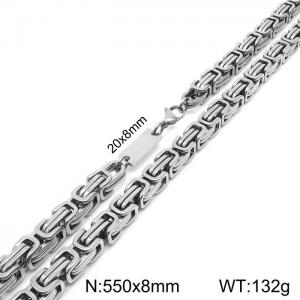 550x8mm Royal King Chain Necklace Men Stainless Steel Silver Color - KN235483-Z