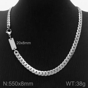 550x8mm Tight Curb Cuban Chain Necklace Men Stainless Steel Silver Color - KN235491-Z