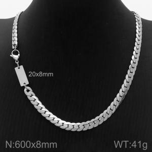 600x8mm Tight Curb Cuban Chain Necklace Men Stainless Steel Silver Color - KN235493-Z