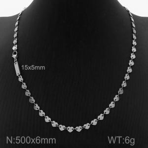 500x6mm Heart Link Chain Necklace Women Stainless Steel Silver Color - KN235497-Z
