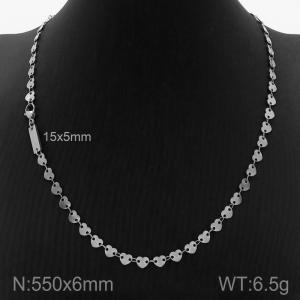550x6mm Heart Link Chain Necklace Women Stainless Steel Silver Color - KN235499-Z