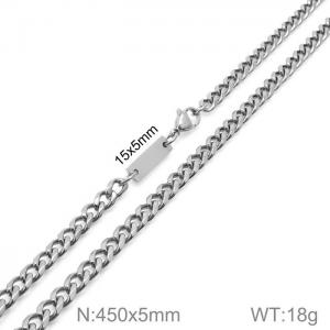 450x5mm Cuban Link Chain Necklace Men Women Stainless Steel Silver Color - KN235503-Z