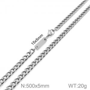 500x5mm Cuban Link Chain Necklace Men Women Stainless Steel Silver Color - KN235505-Z