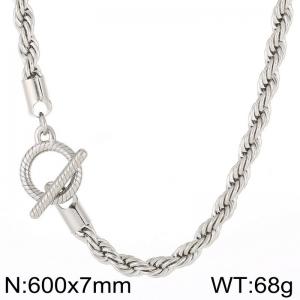 7mm Rope Chain Necklace Women With OT Clasp Silver Color - KN235514-Z