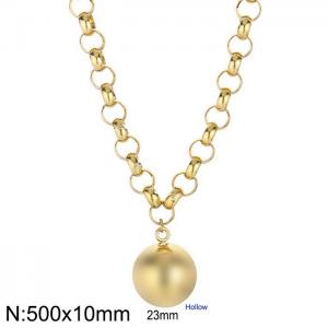 Exaggerated stainless steel pearl chain ball necklace - KN235872-Z