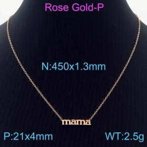 Stainless steel 450x1.3mm welding chain simple style mama jewelry for mother's day classic rose-gold necklace - KN236023-KLX