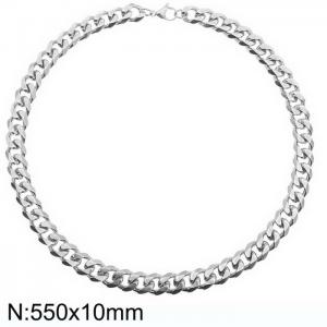 Stainless steel 550x10mm cuban chain lobster clasp classic silver necklace - KN236030-Z