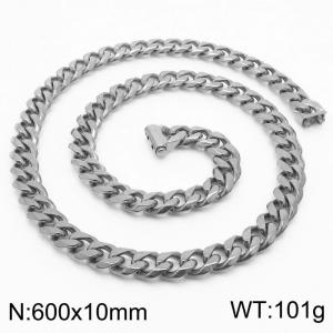 10*600mm fashion simple handmade chain Stainless steel six-sided ground Cuban Chain bracelet - KN236130-Z