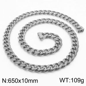 10*650mm fashion simple handmade chain Stainless steel six-sided ground Cuban Chain bracelet - KN236131-Z