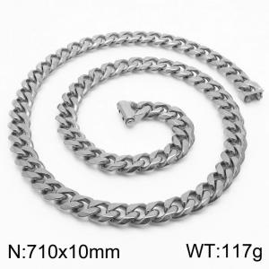 10*710mm fashion simple handmade chain Stainless steel six-sided ground Cuban Chain bracelet - KN236132-Z