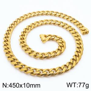 10*450mm fashion simple handmade chain Stainless steel six-sided ground Cuban Chain bracelet - KN236134-Z