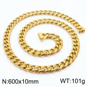 10*600mm fashion simple handmade chain Stainless steel six-sided ground Cuban Chain bracelet - KN236137-Z