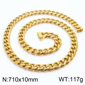 10*710mm fashion simple handmade chain Stainless steel six-sided ground Cuban Chain bracelet - KN236139-Z