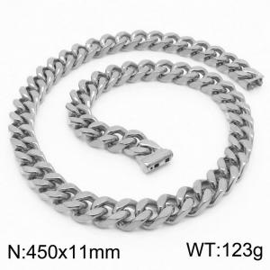 11*450mm fashion simple handmade chain stainless steel four-sided grinding Cuban chain bracelet - KN236141-Z