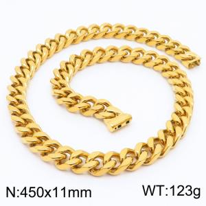 11*450mm fashion simple handmade chain stainless steel four-sided grinding Cuban chain bracelet - KN236148-Z