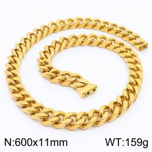 11*600mm fashion simple handmade chain stainless steel four-sided grinding Cuban chain bracelet - KN236151-Z